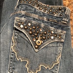 Miss Me faded blue jeweled ladies jeans